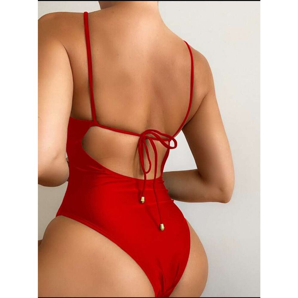 Swim cut-out Tie back one piece swimsuit size L